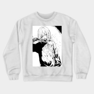 Ghoul Girl Black and White Manga Style Art Crewneck Sweatshirt